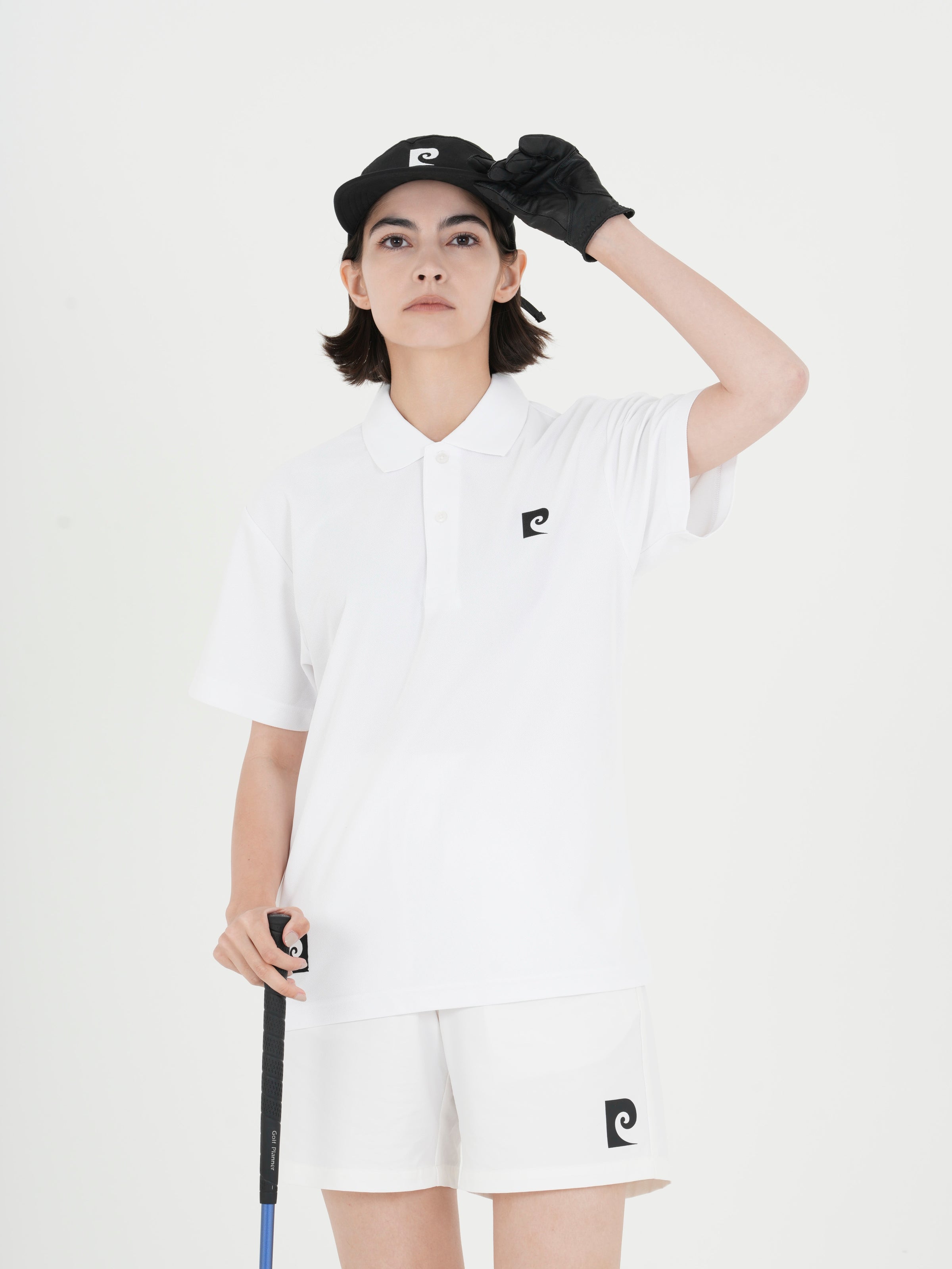 Back pcg logo short sleeve polo｜WHITE - model