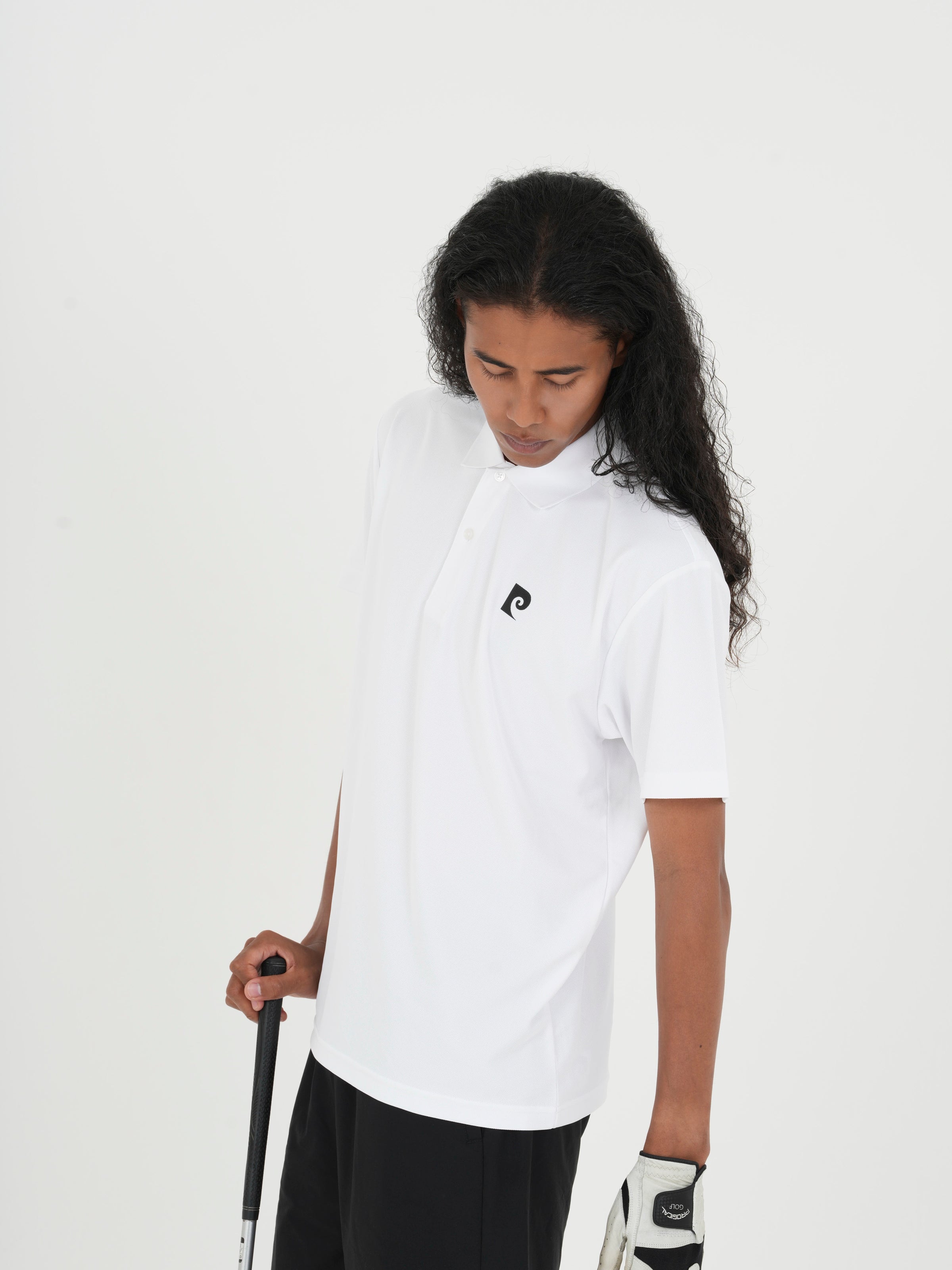 Back pcg logo short sleeve polo｜WHITE - model