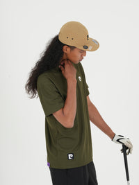 Back pcg logo short sleeve polo｜KHAKI - model