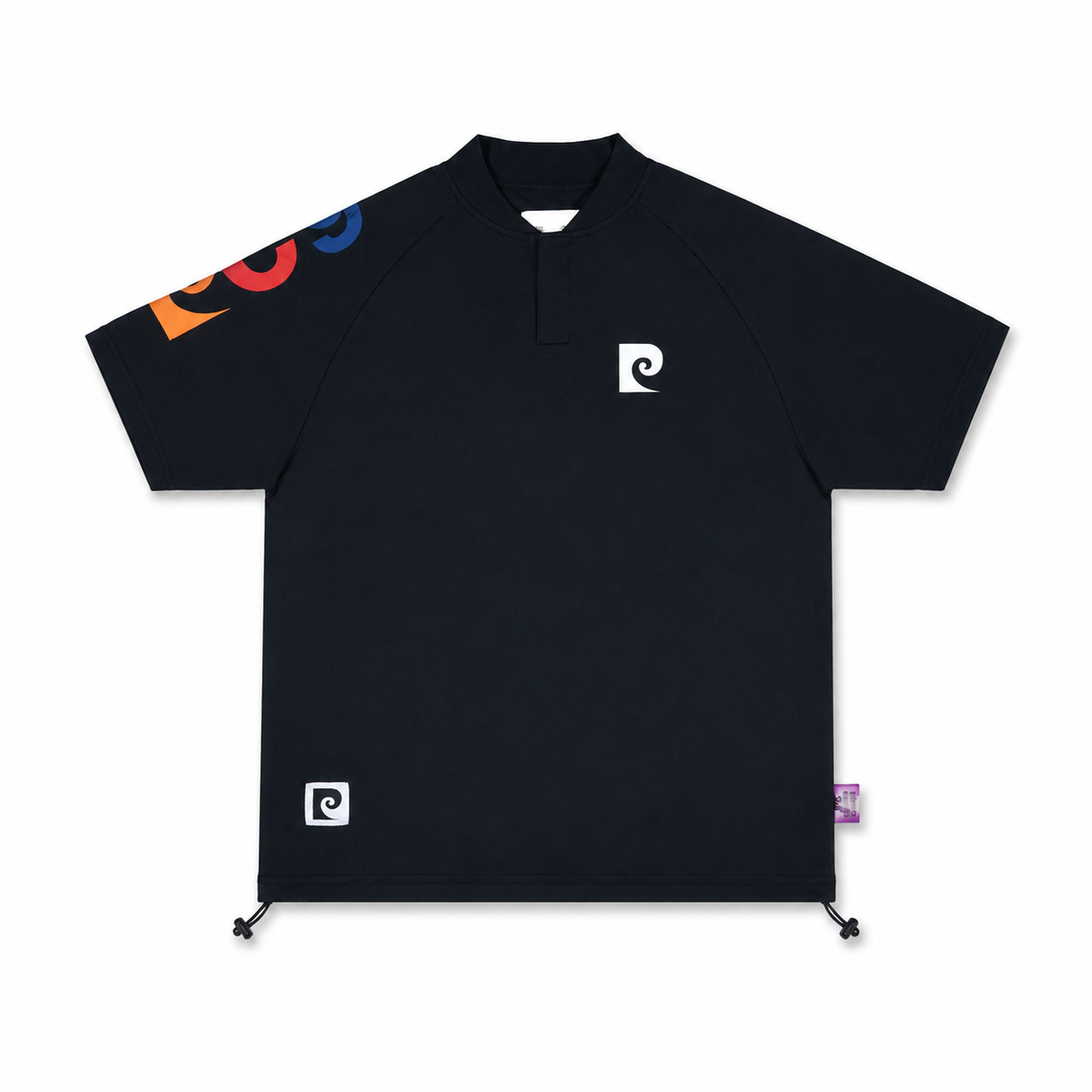 sleeve logo short sleeve henry neck｜BLACK × MULTI - product