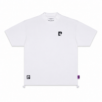 back logo short sleeve mock-neck｜WHITE × BLACK - product