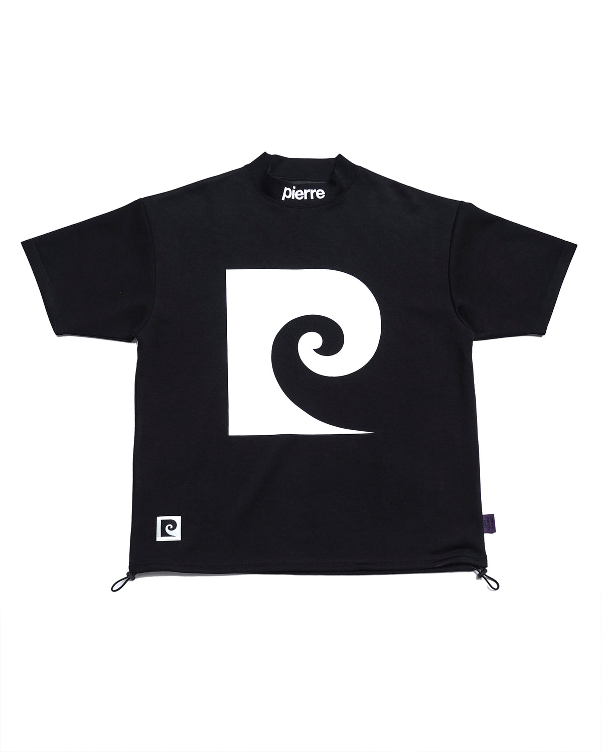 pierre cardin golf P logo short sleeve mock-neck | BLACK