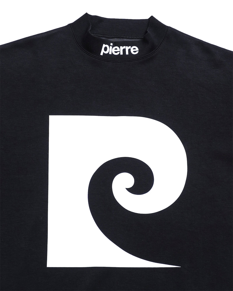 pierre cardin golf P logo short sleeve mock-neck | BLACK