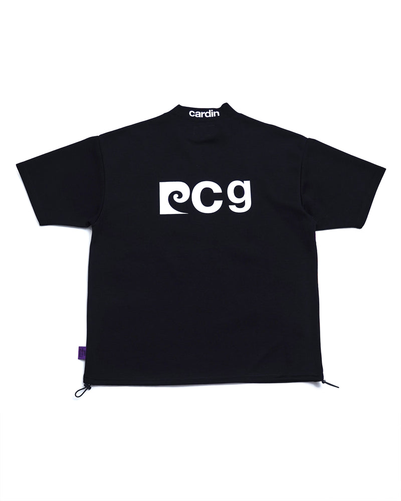 pierre cardin golf P logo short sleeve mock-neck | BLACK