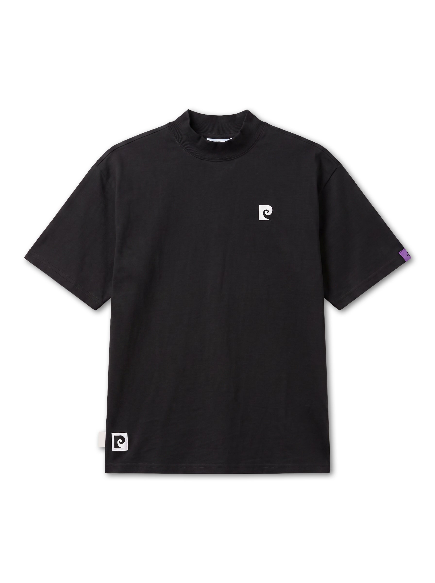 Back logo short sleeve mock neck｜BLACK - product