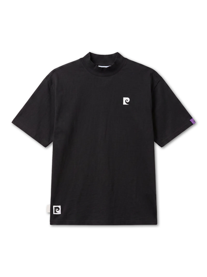 Back logo short sleeve mock neck｜BLACK - product
