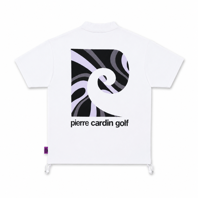 ピエールカルダンゴルフ モックネック ロゴ ホワイト 新品 pierre cardin golf graphic P short sleeve mock-neck｜pierre cardin