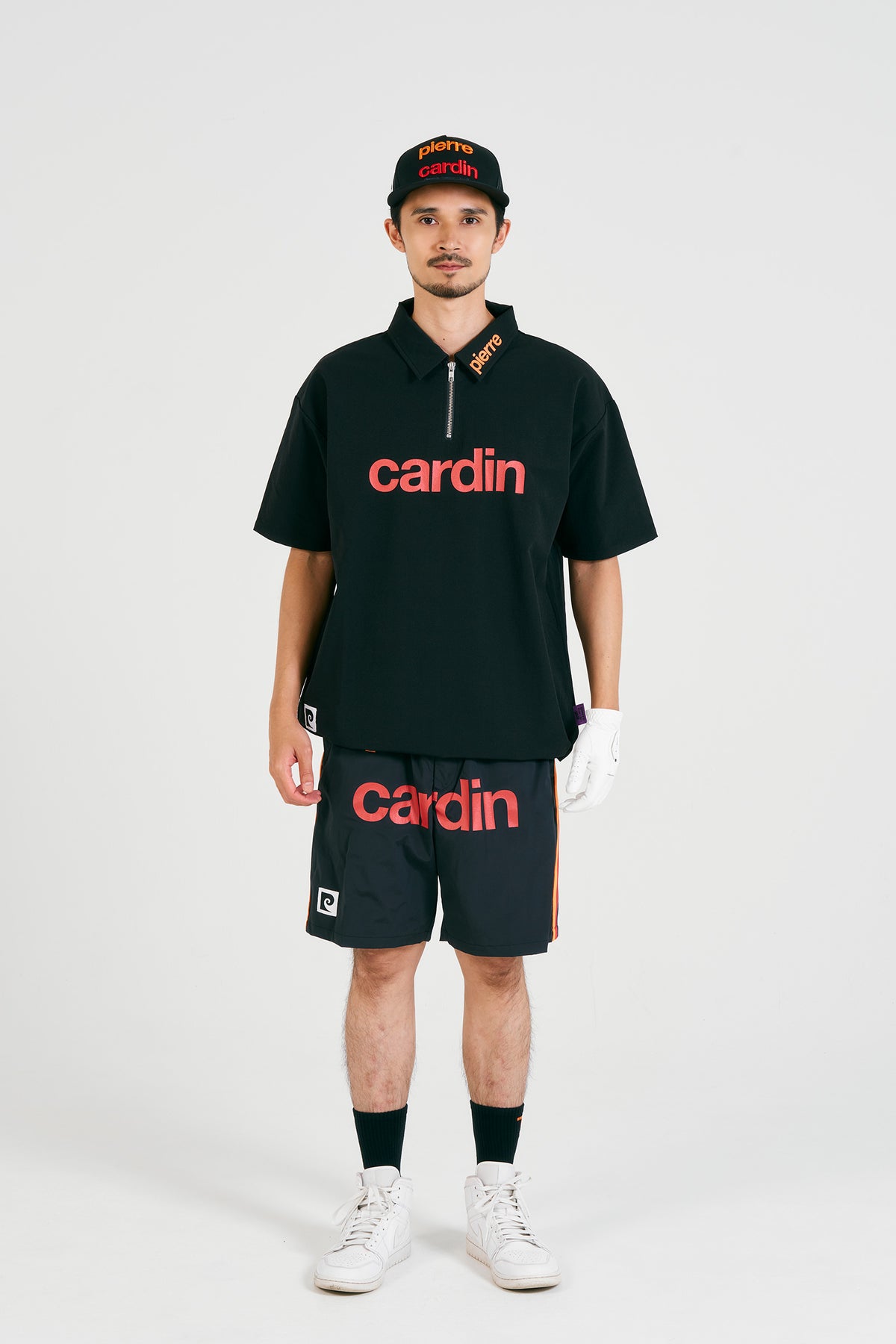 pierre cardin golf logodesignshort sleeve zippolo | BLACK × MULTI