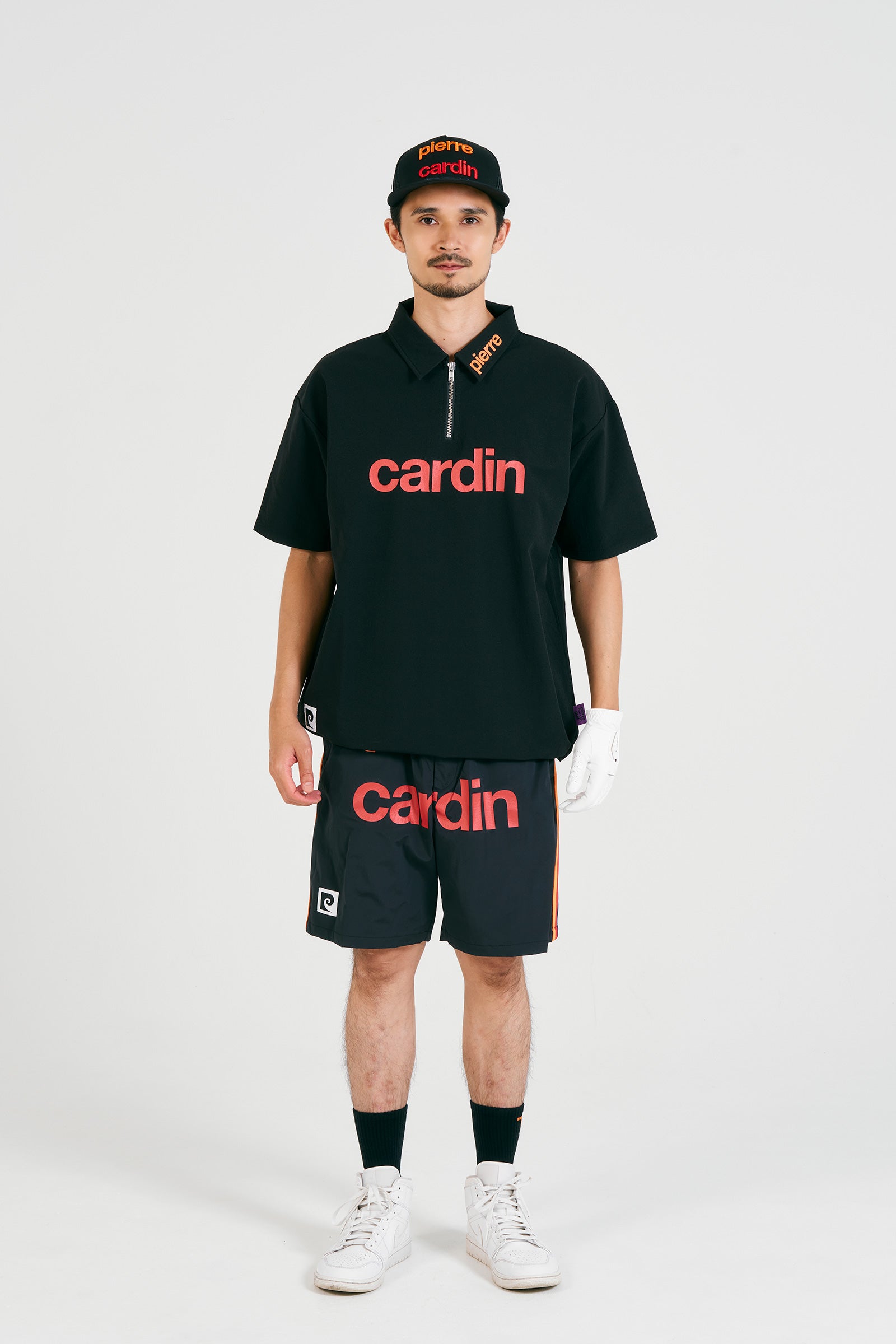 logodesignshort sleeve zippolo | BLACK × MULTI