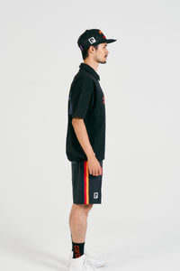 logodesignshort sleeve zippolo | BLACK × MULTI