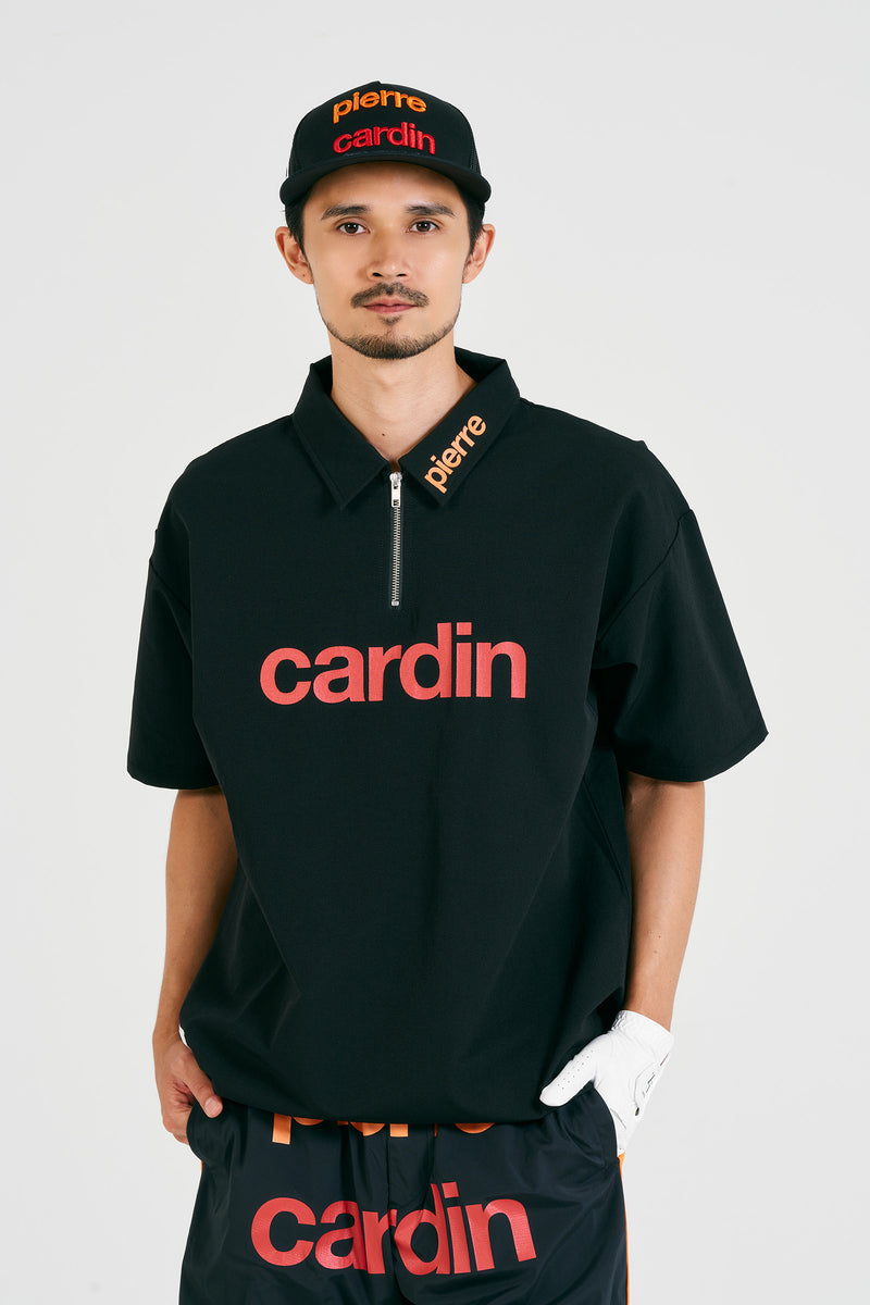 pierre cardin golf logodesignshort sleeve zippolo | BLACK × MULTI