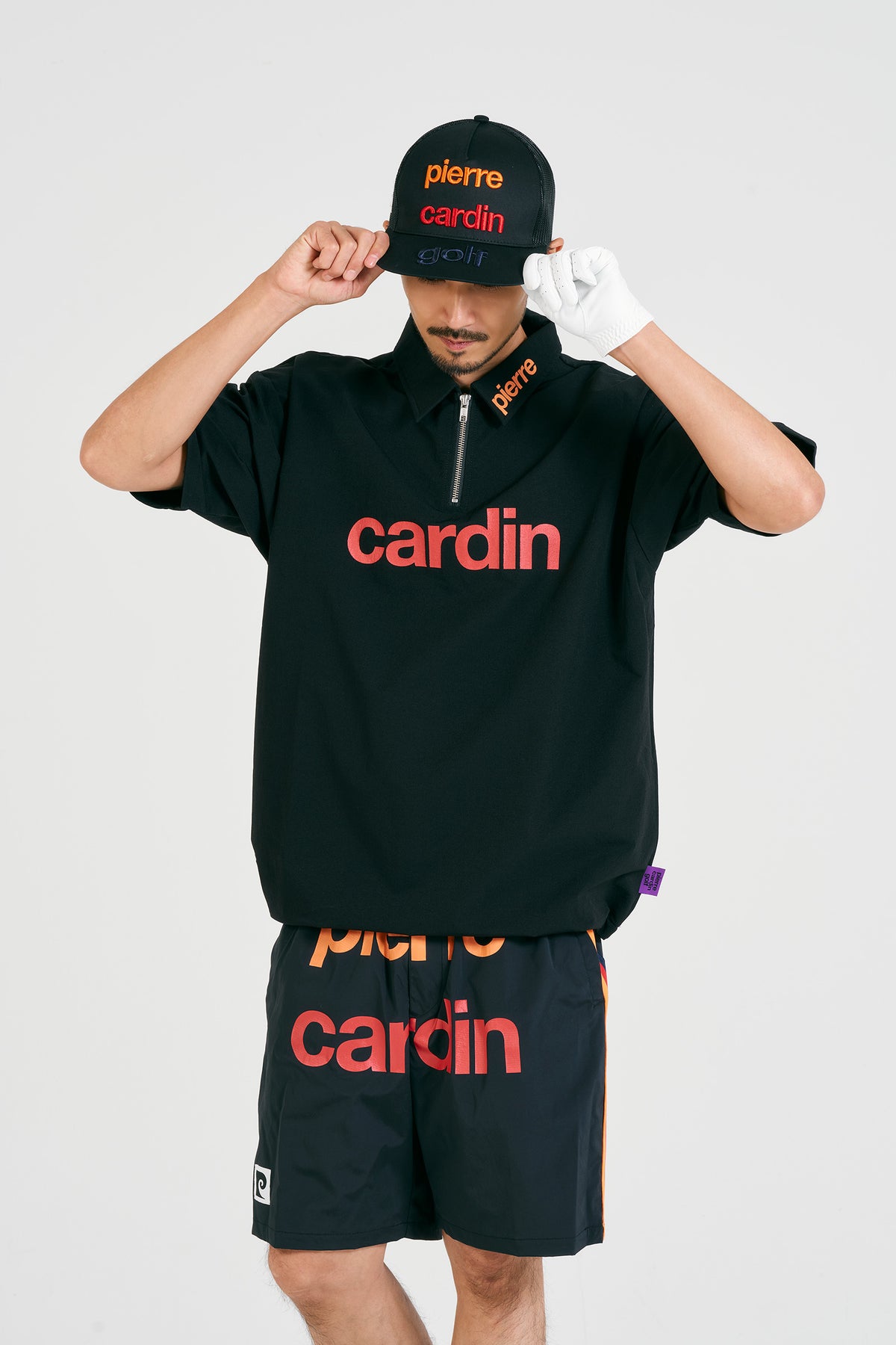 pierre cardin golf logodesignshort sleeve zippolo | BLACK × MULTI