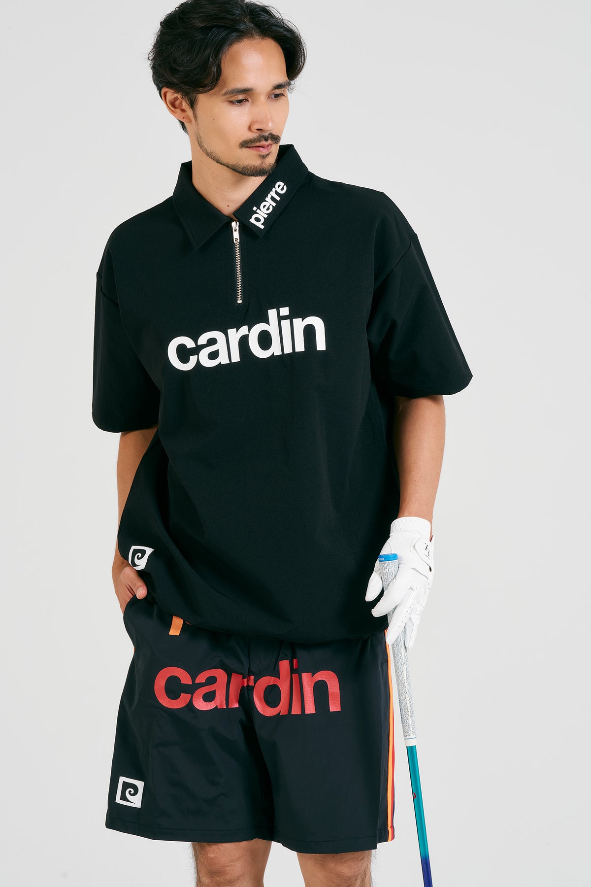 pierre cardin golf logodesignshort sleeve zippolo | BLACK × WHITE