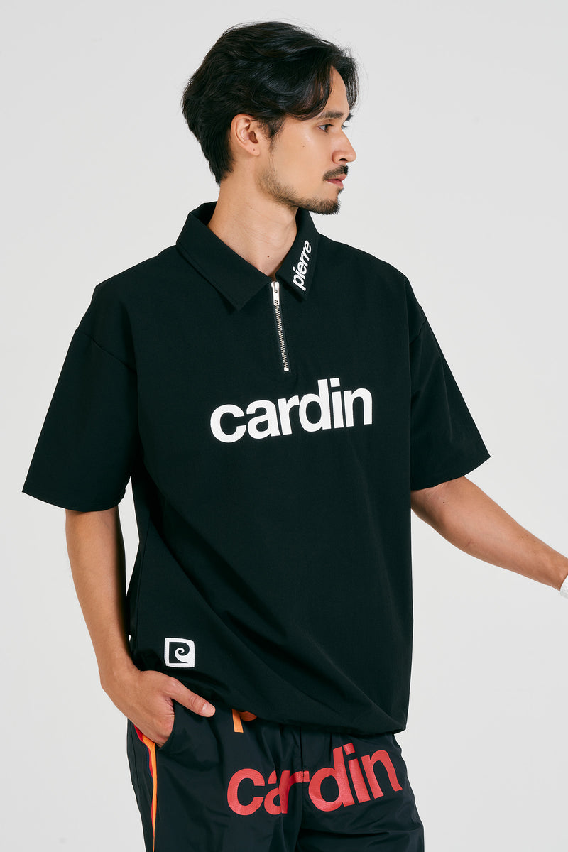 pierre cardin golf logodesignshort sleeve zippolo | BLACK × WHITE