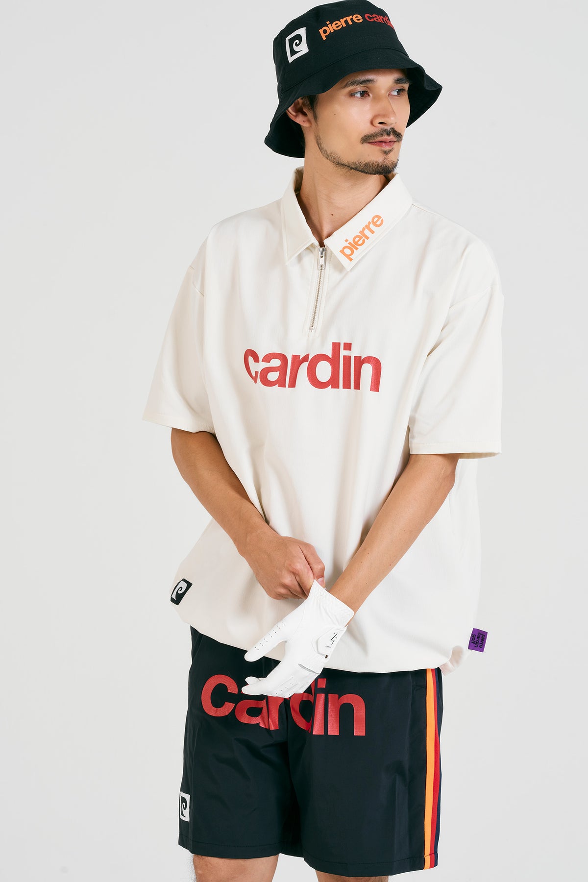 pierre cardin golf logodesignshort sleeve zippolo | WHITE × MULTI