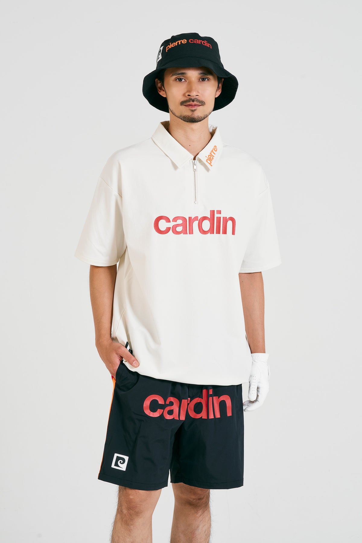 pierre cardin golf logodesignshort sleeve zippolo | WHITE × MULTI