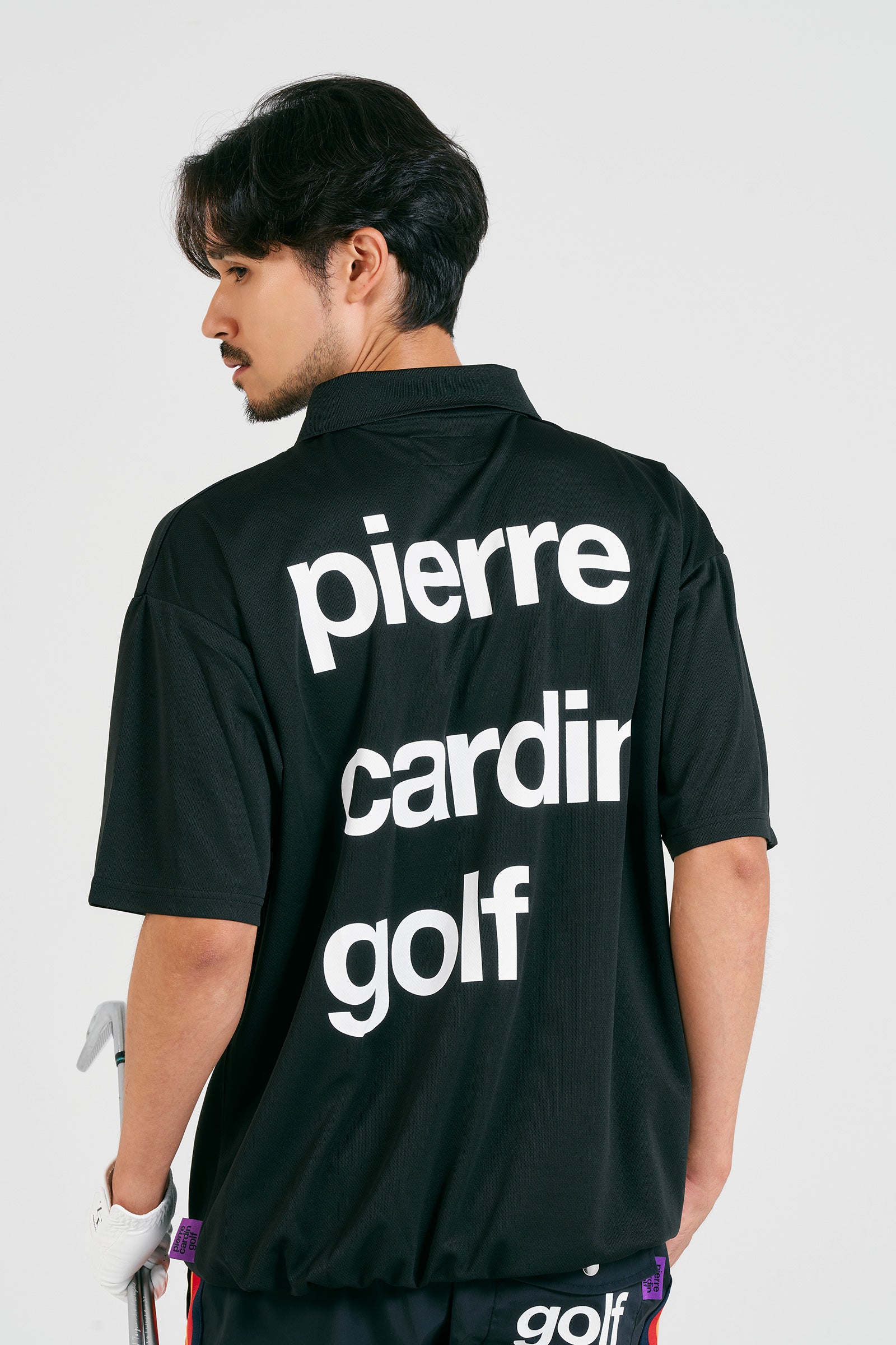 logodesign short sleeve polo | BLACK × WHITE