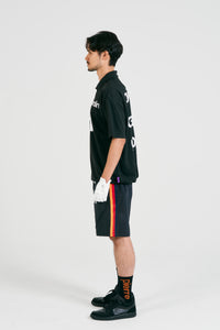 logodesign short sleeve polo | BLACK × WHITE