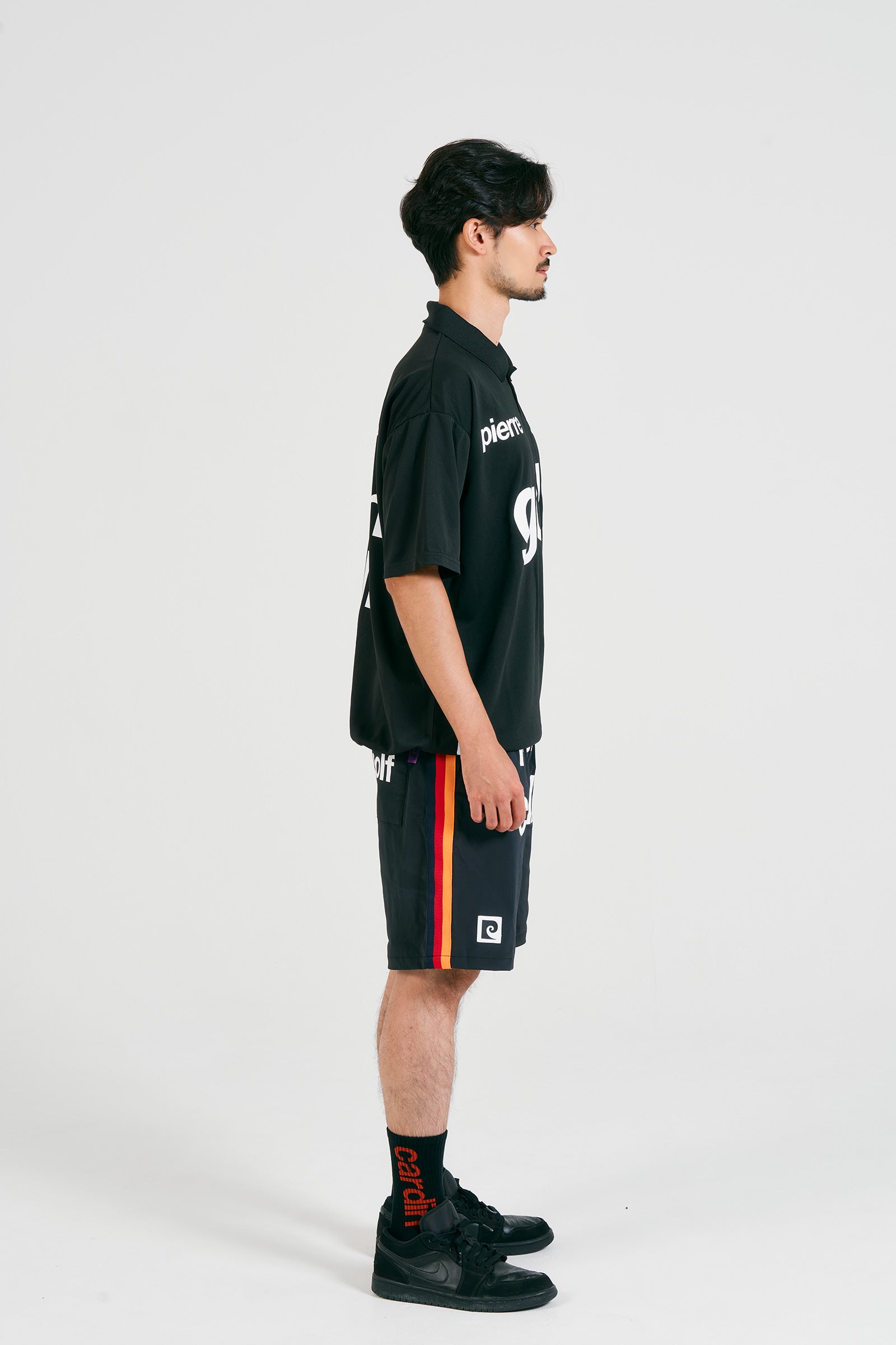 logodesign short sleeve polo | BLACK × WHITE