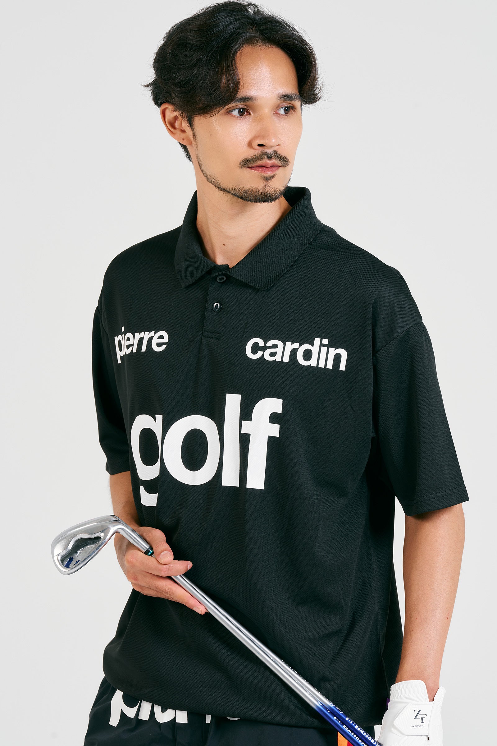 logodesign short sleeve polo | BLACK × WHITE