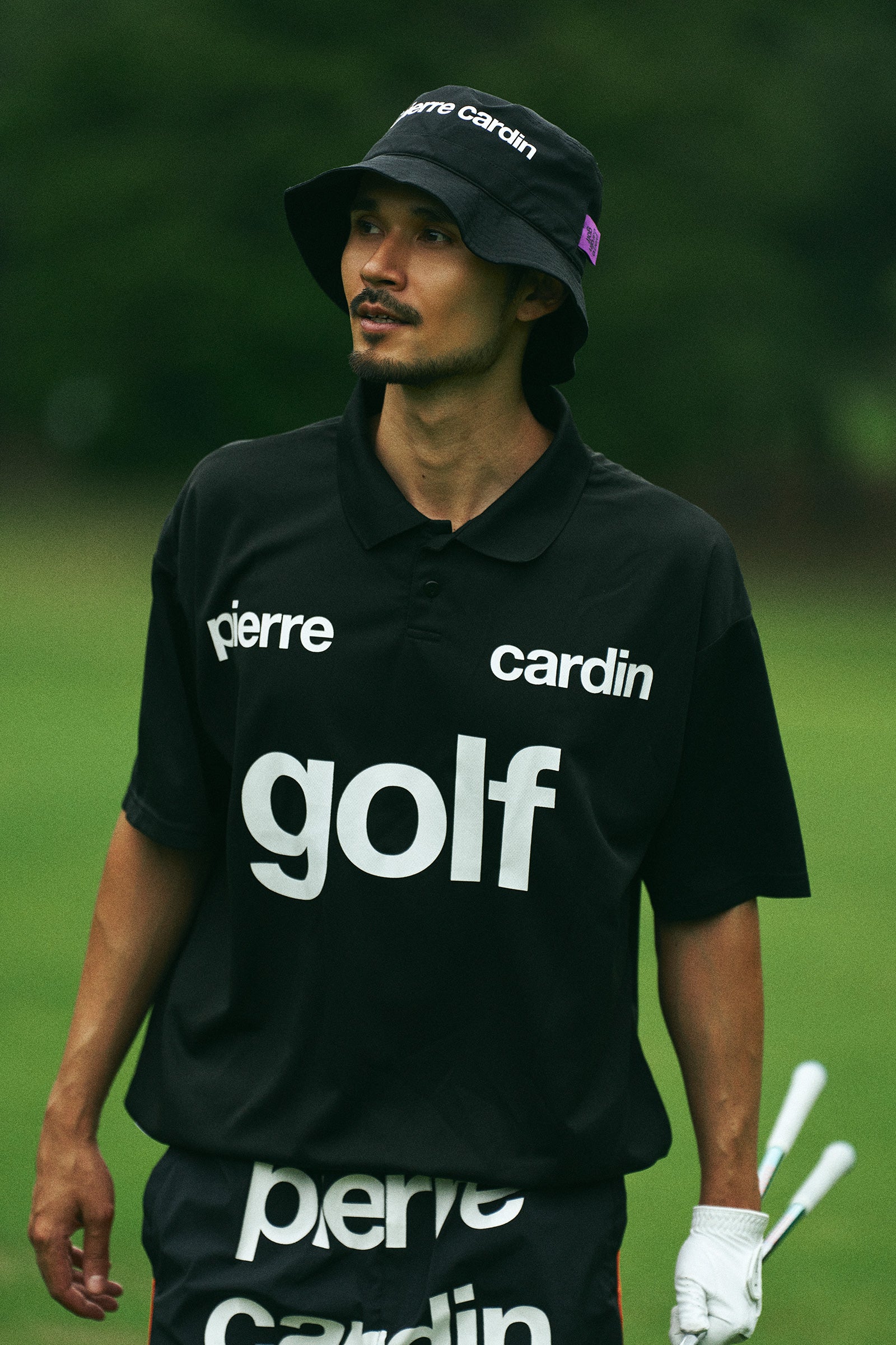 logodesign short sleeve polo | BLACK × WHITE