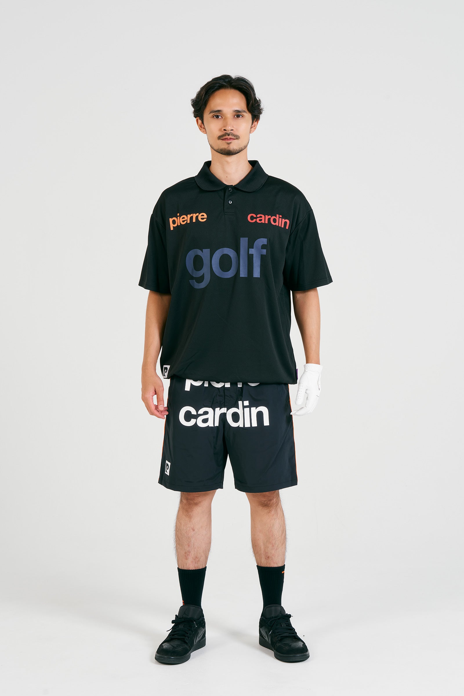 logodesign short sleeve polo | BLACK × MULTI