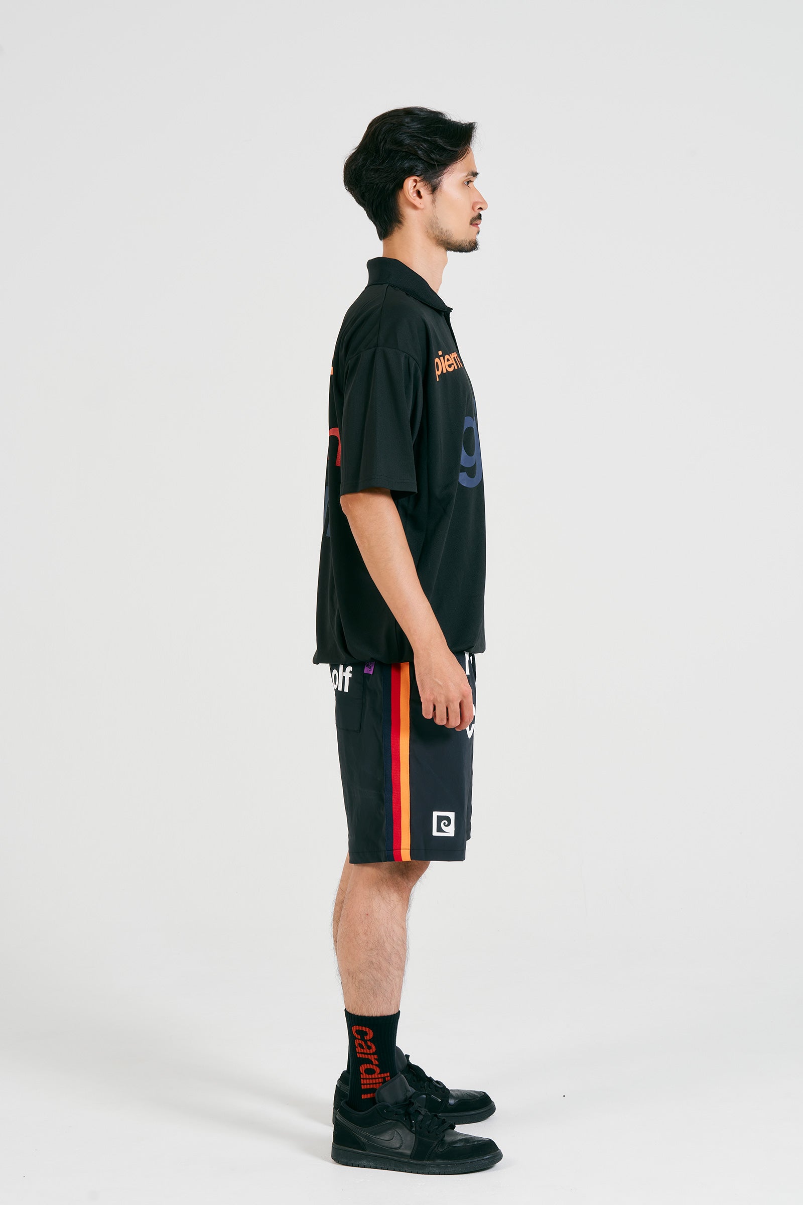 logodesign short sleeve polo | BLACK × MULTI