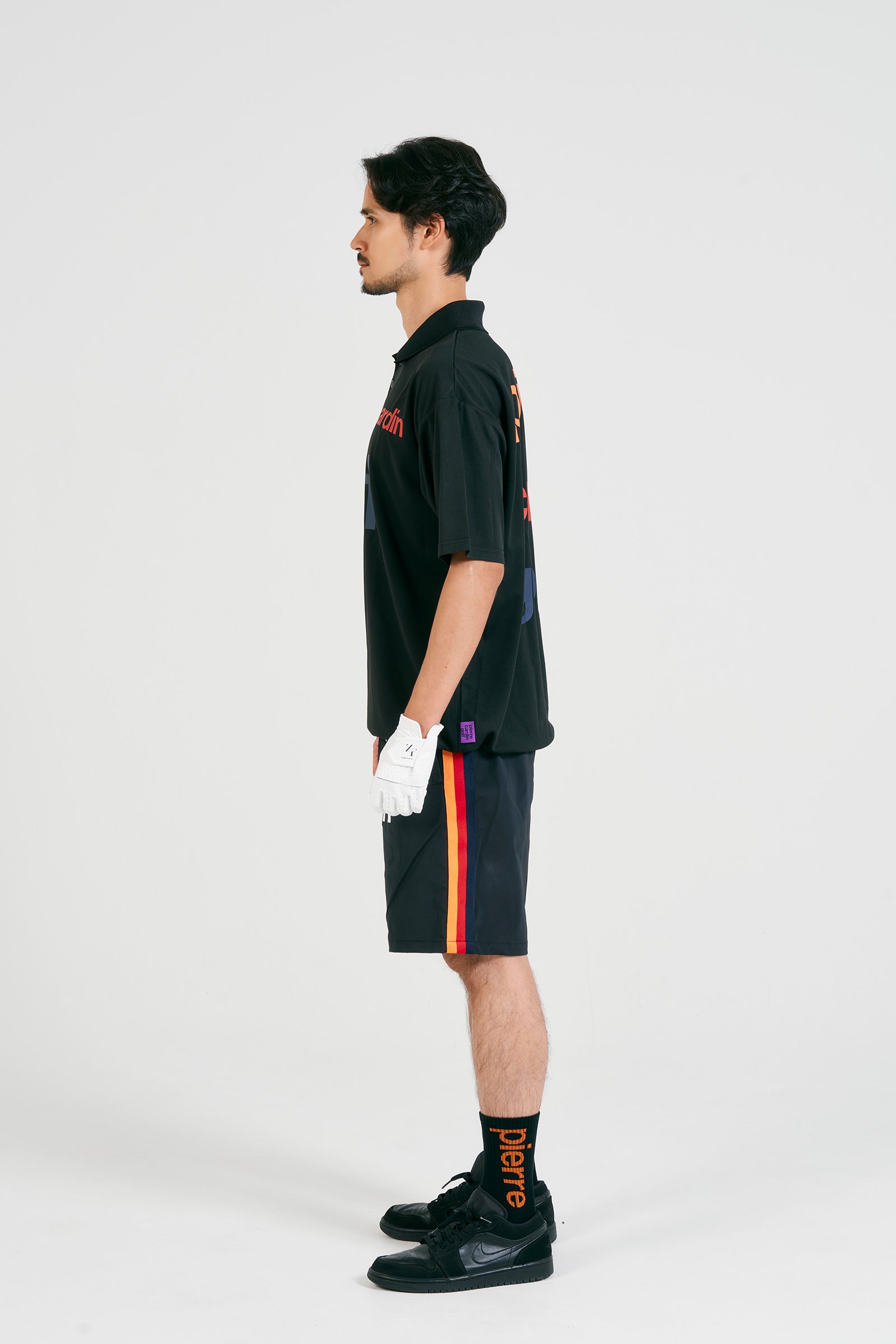 logodesign short sleeve polo | BLACK × MULTI