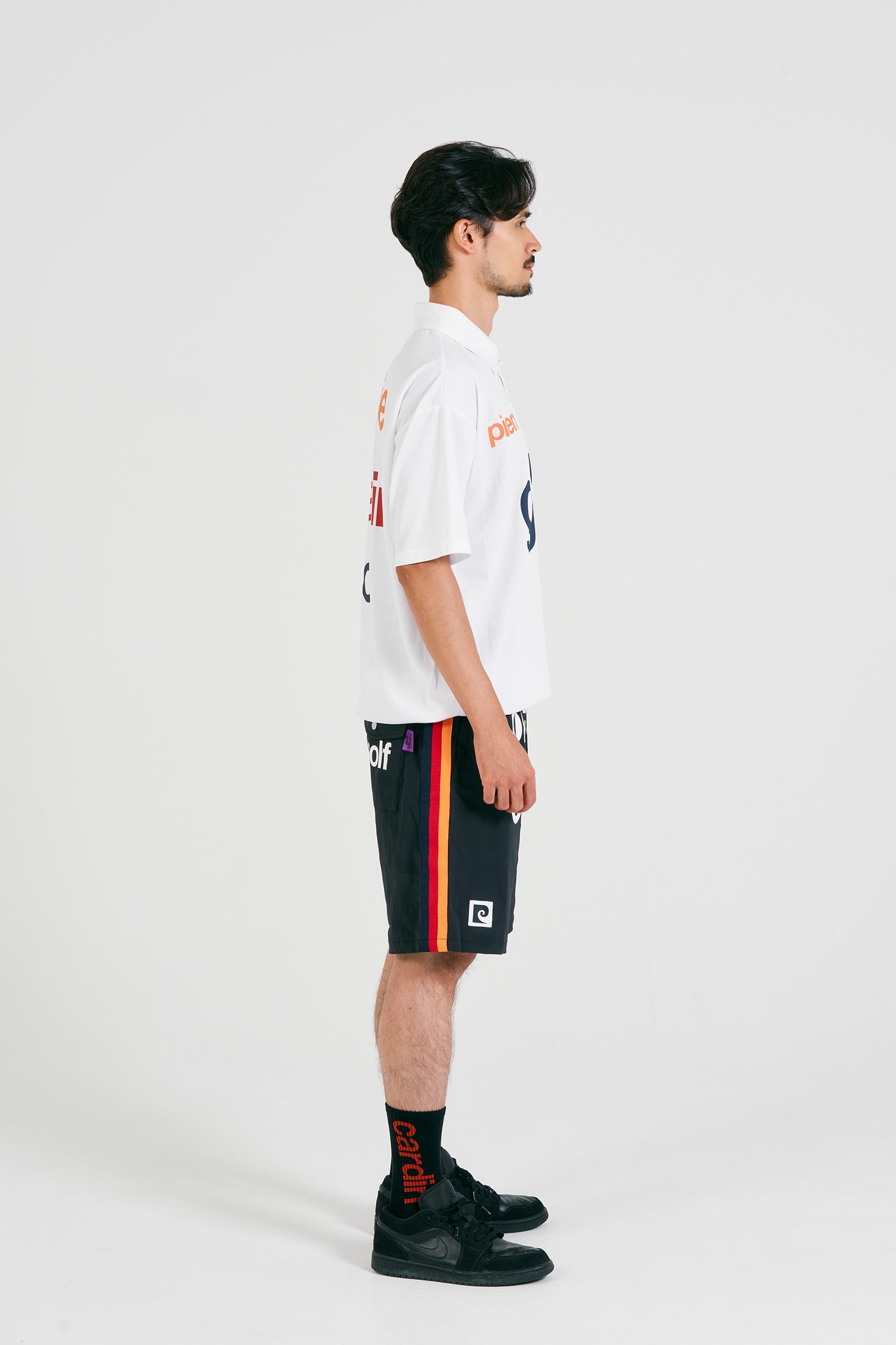 logodesign short sleeve polo | WHITE × MULTI