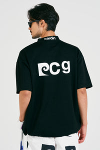 P logo short sleeve mock-neck | BLACK
