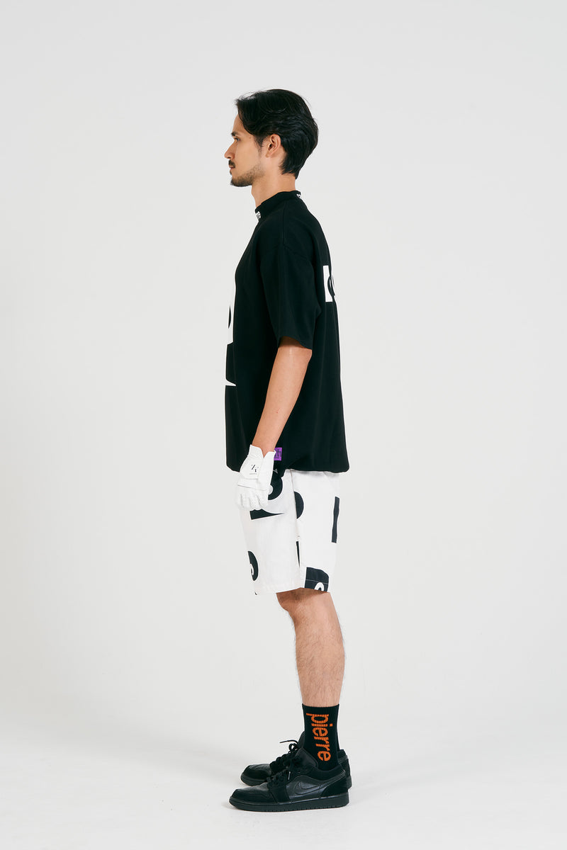 pierre cardin golf P logo short sleeve mock-neck | BLACK