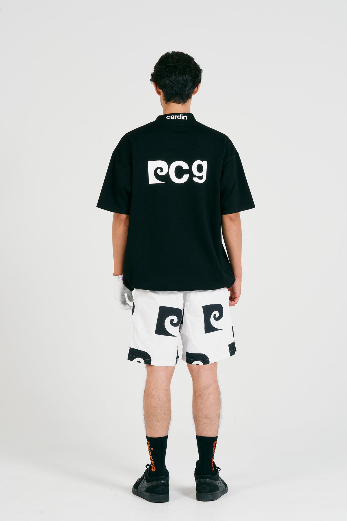 pierre cardin golf P logo short sleeve mock-neck | BLACK