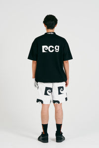 P logo short sleeve mock-neck | BLACK
