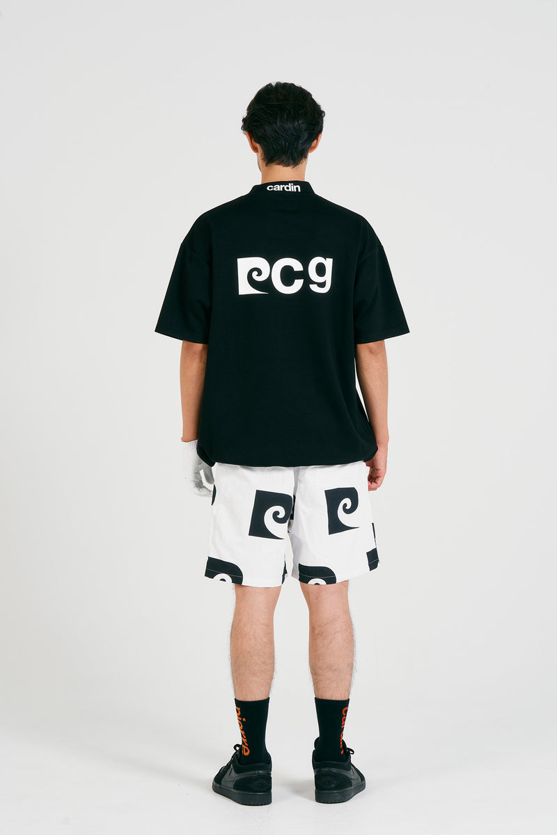 pierre cardin golf P logo short sleeve mock-neck | BLACK