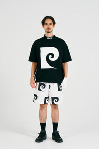 P logo short sleeve mock-neck | BLACK
