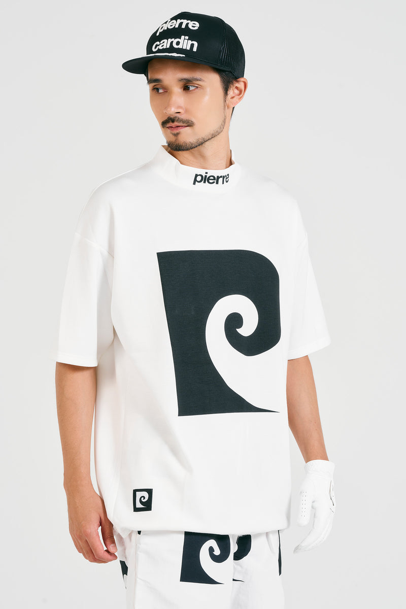 pierre cardin golf P logo short sleeve mock-neck | WHITE