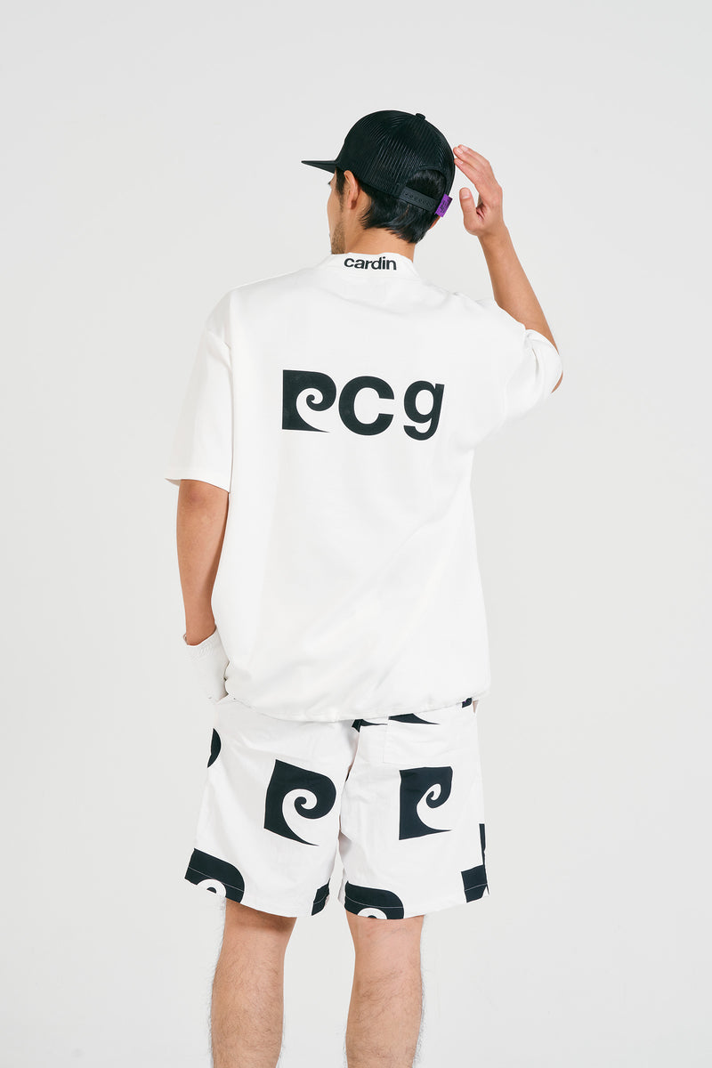 pierre cardin golf P logo short sleeve mock-neck | WHITE