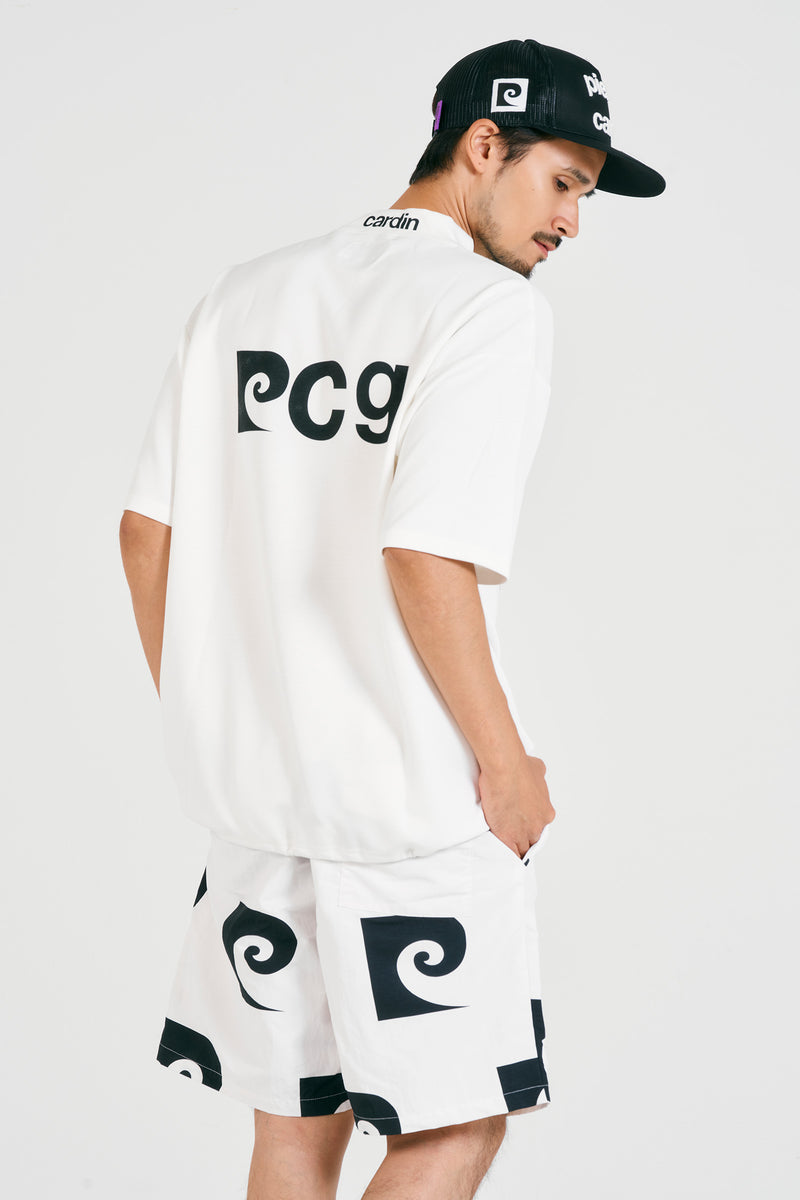 pierre cardin golf P logo short sleeve mock-neck | WHITE
