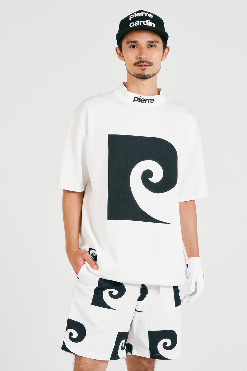 pierre cardin golf P logo short sleeve mock-neck | WHITE