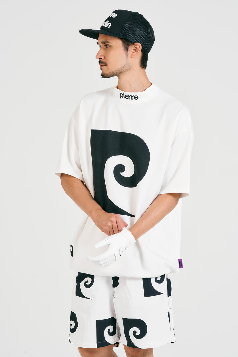 pierre cardin golf P logo short sleeve mock-neck | WHITE