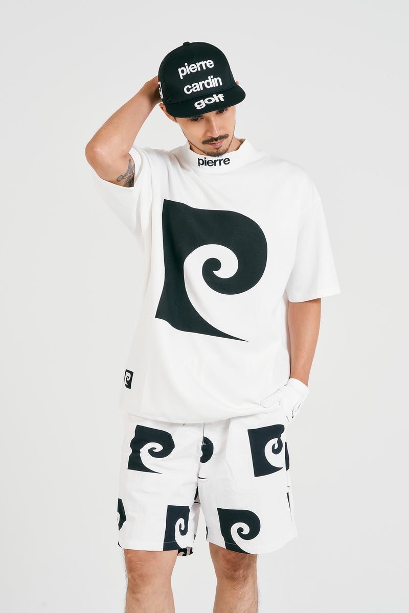 pierre cardin golf P logo short sleeve mock-neck | WHITE