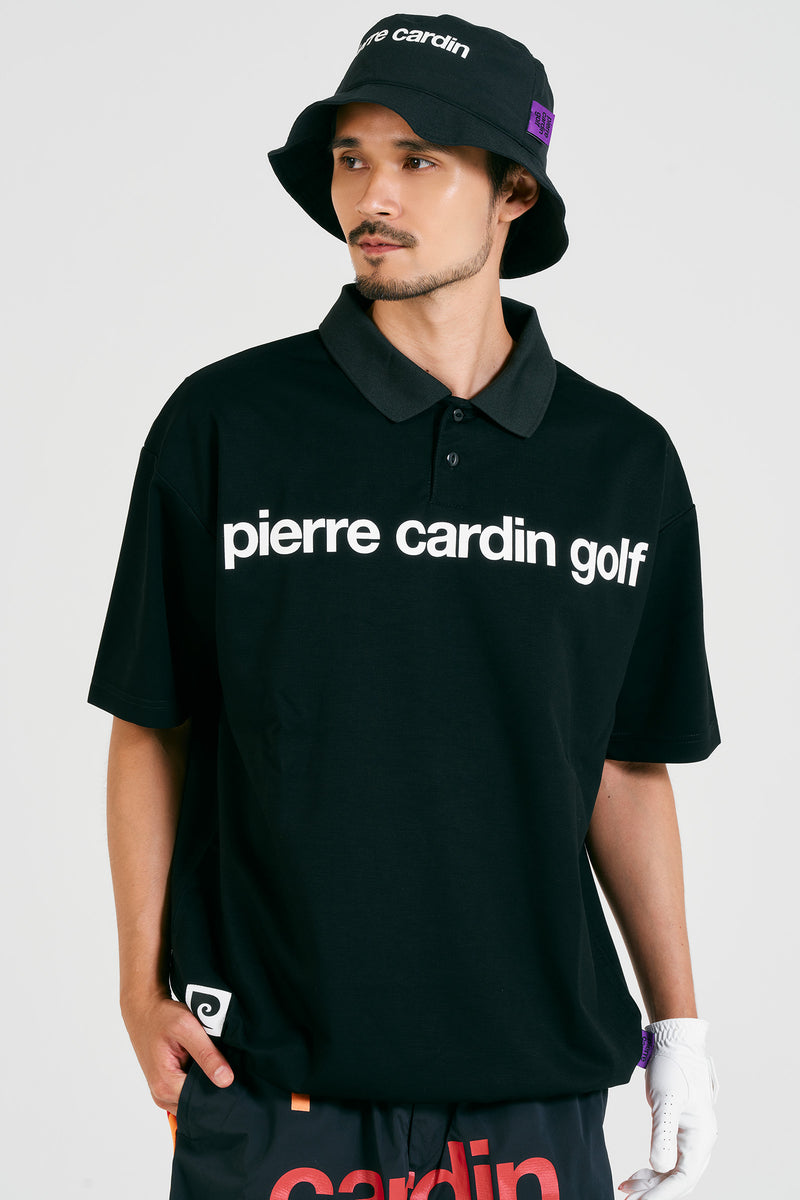 pierre cardin golf P logo short sleeve polo | BLACK
