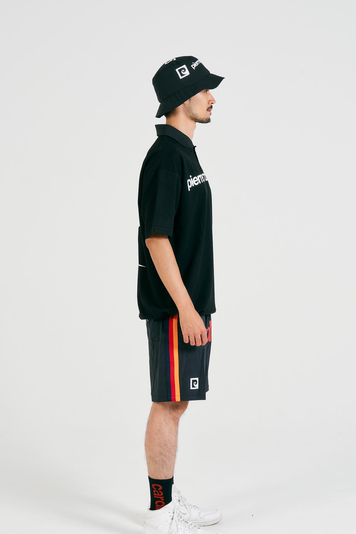 pierre cardin golf P logo short sleeve polo | BLACK