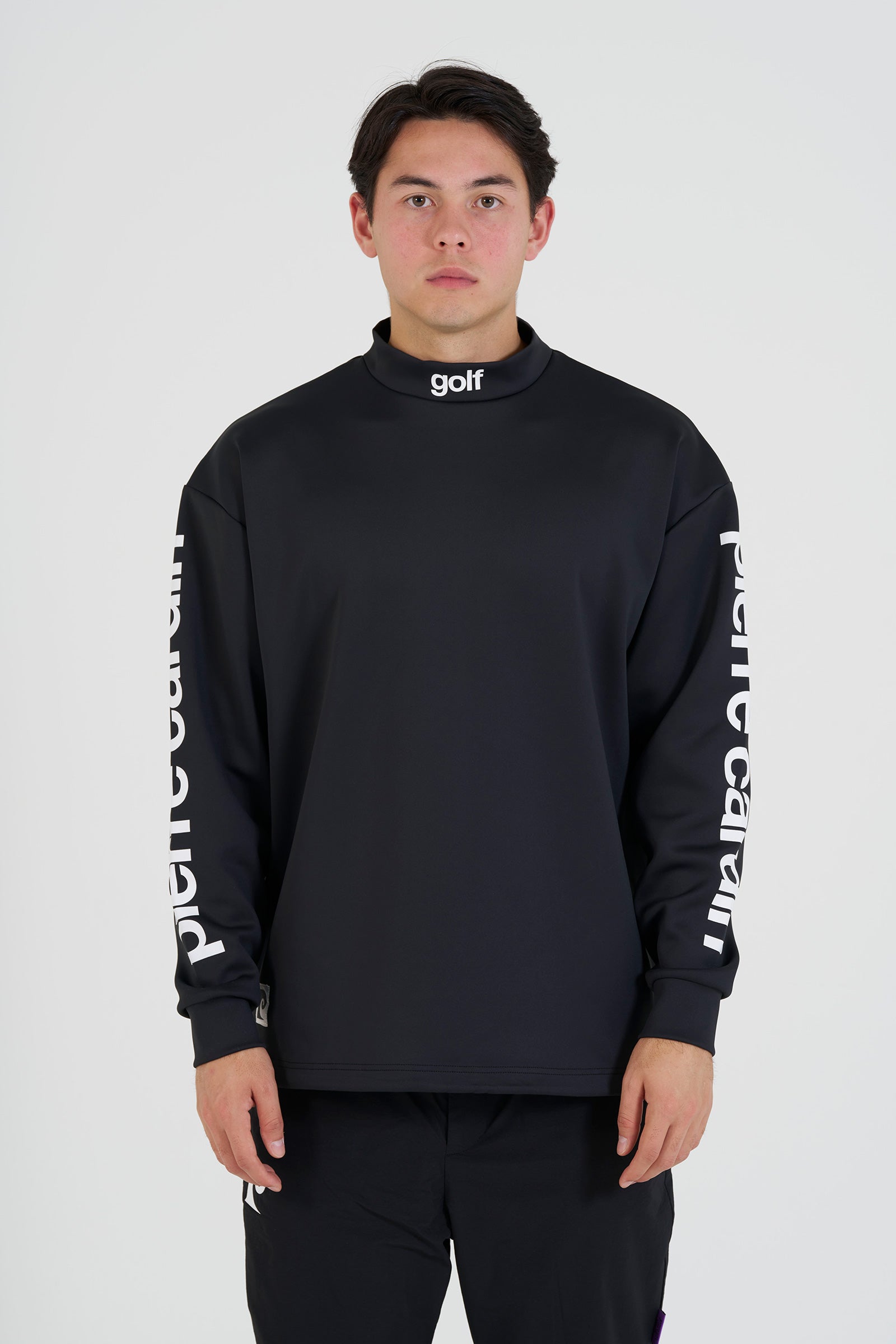 pierre cardin ゴルフシャツ S ブラック×ホワイト pierre cardin golf P logo longsleeve mock neck | BLACK × WHITE
