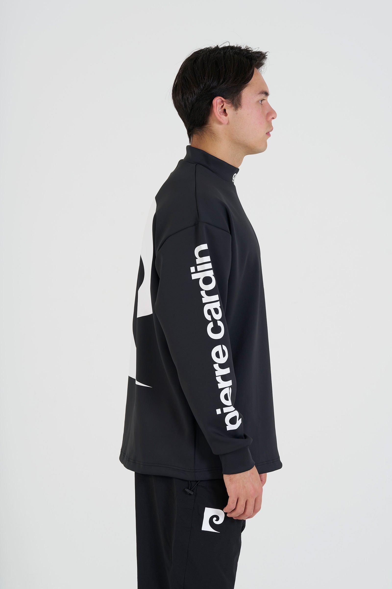 pierre cardin golf P logo longsleeve mock neck | BLACK × WHITE