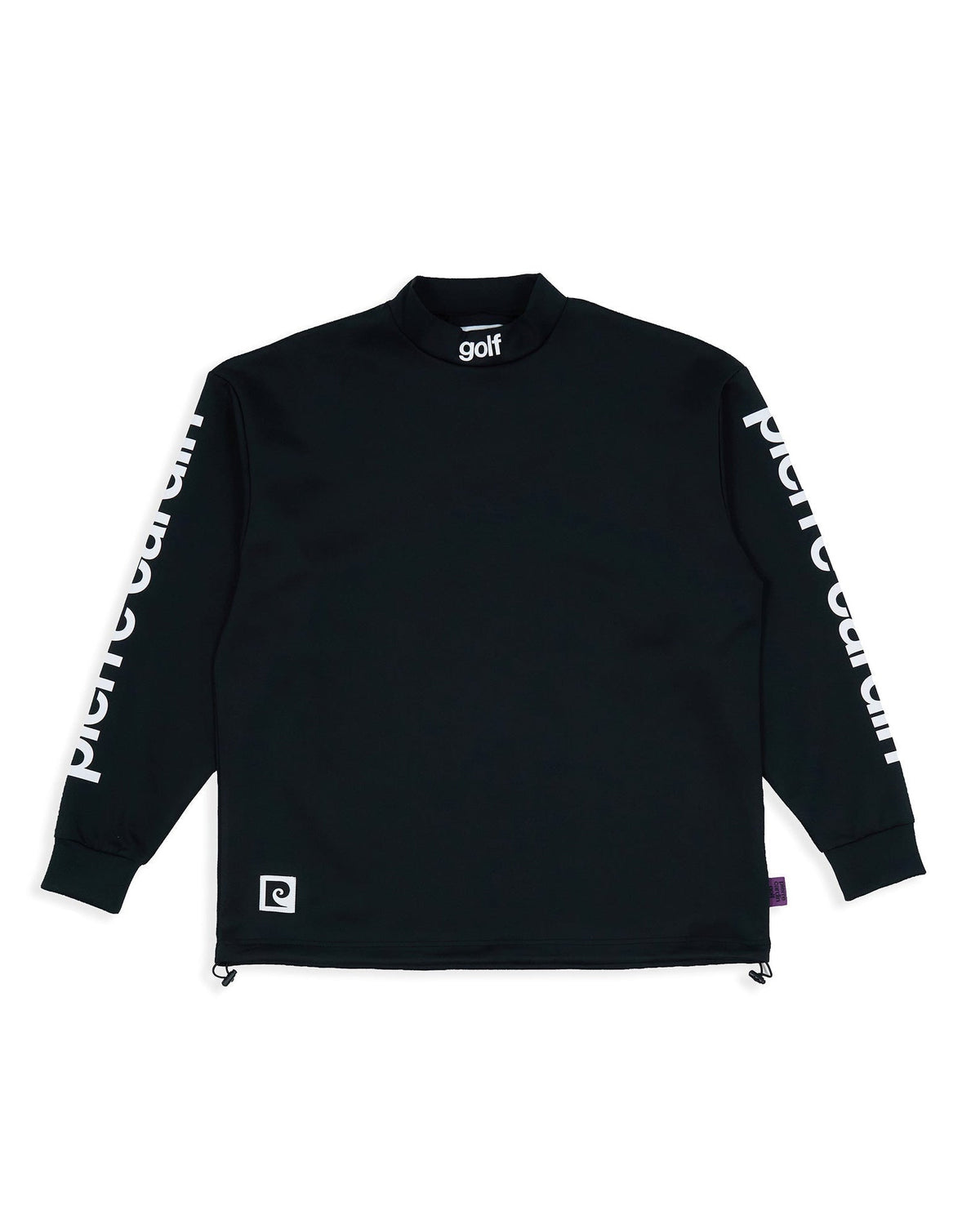 P logo longsleeve mock neck | BLACK × WHITE