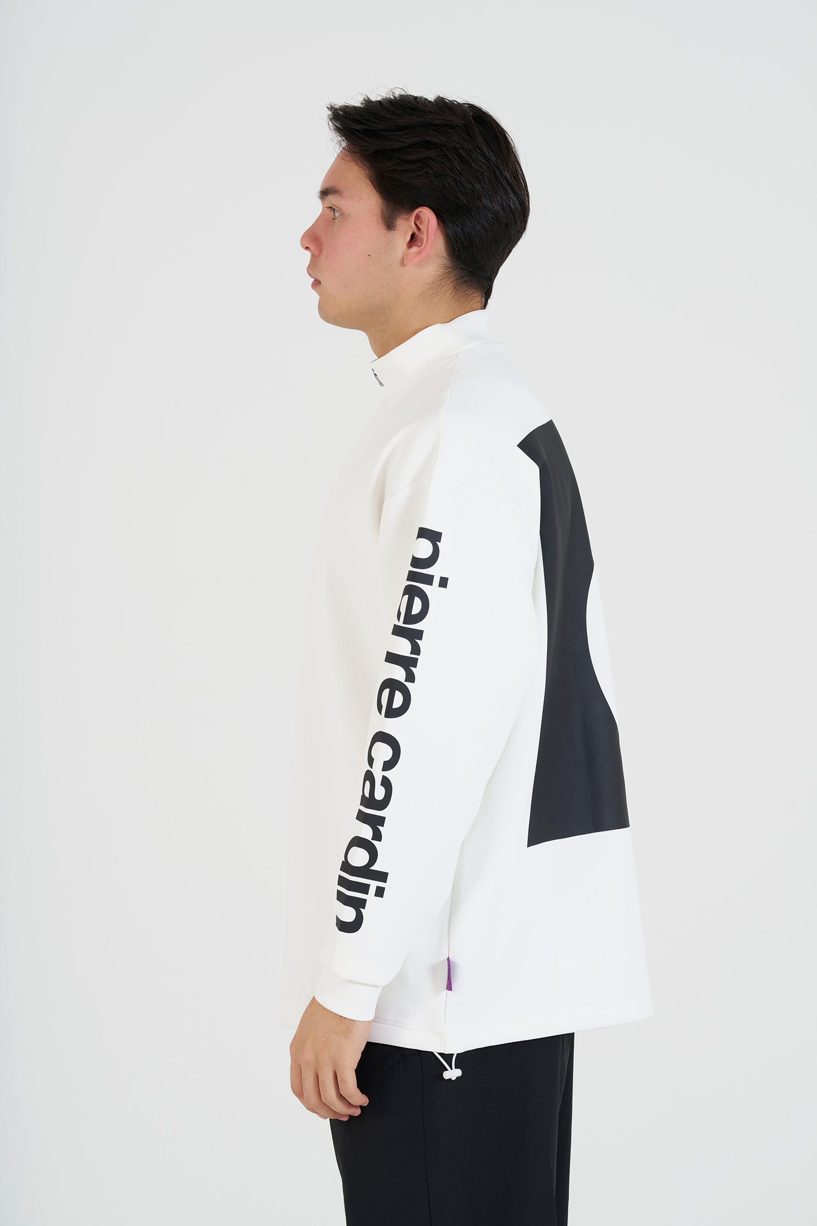 pierre cardin golf P logo  longsleeve mock neck | WHITE × BLACK