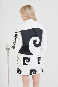 pierre cardin golf P logo  longsleeve mock neck | WHITE × BLACK