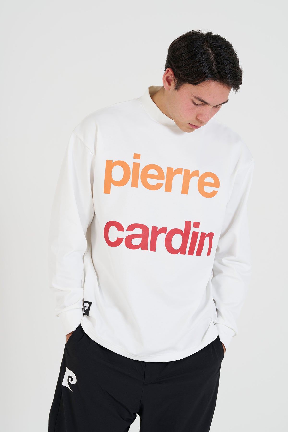 longsleeve mock neck | WHITE × MULTI