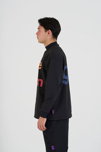 longsleeve mock neck | BLACK × MULTI